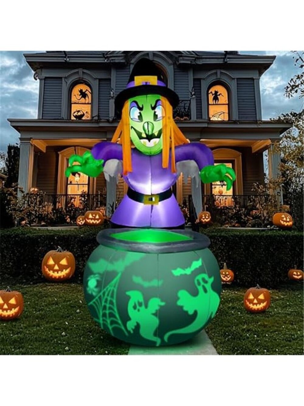 Joiedomi 6 Ft Halloween Inflatable Witch and Cauldron Decoration with